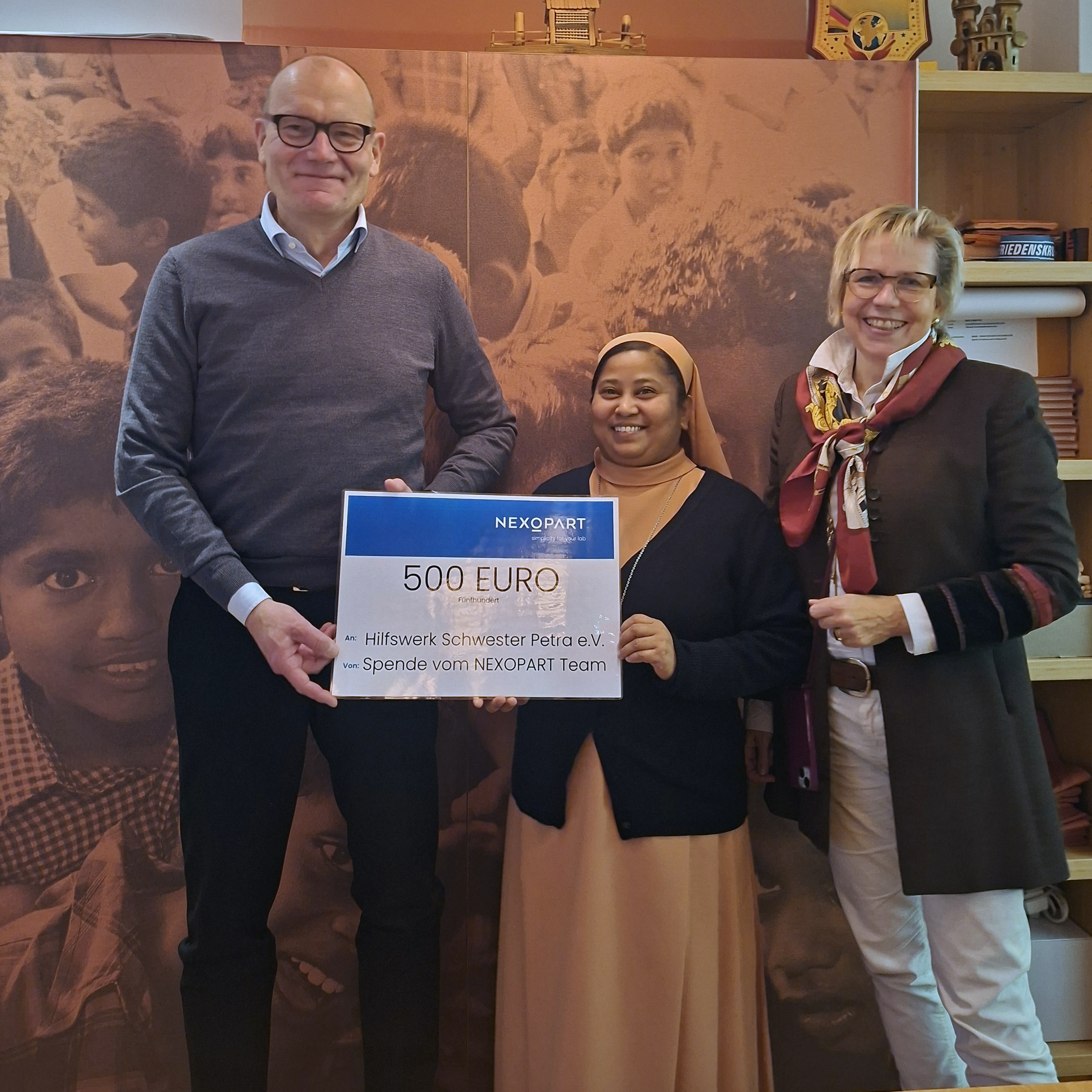 €500 for a good purpose: NEXOPART supports the Sister Petra charity in Oelde